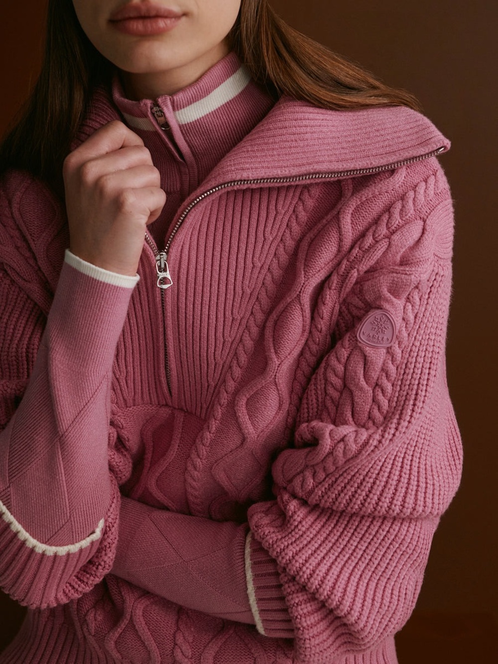 Varley Cable-Knit Half-Zip Sweater